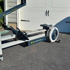 Used Concept 2 dynamic rower in light grey with a moving foot carriage