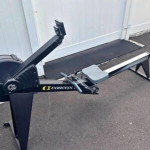 Used Concept 2 Model E with tall legs and a nickel-plated frame